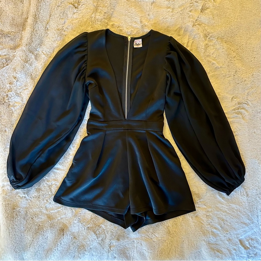 Selfie Leslie Black Mesh Romper